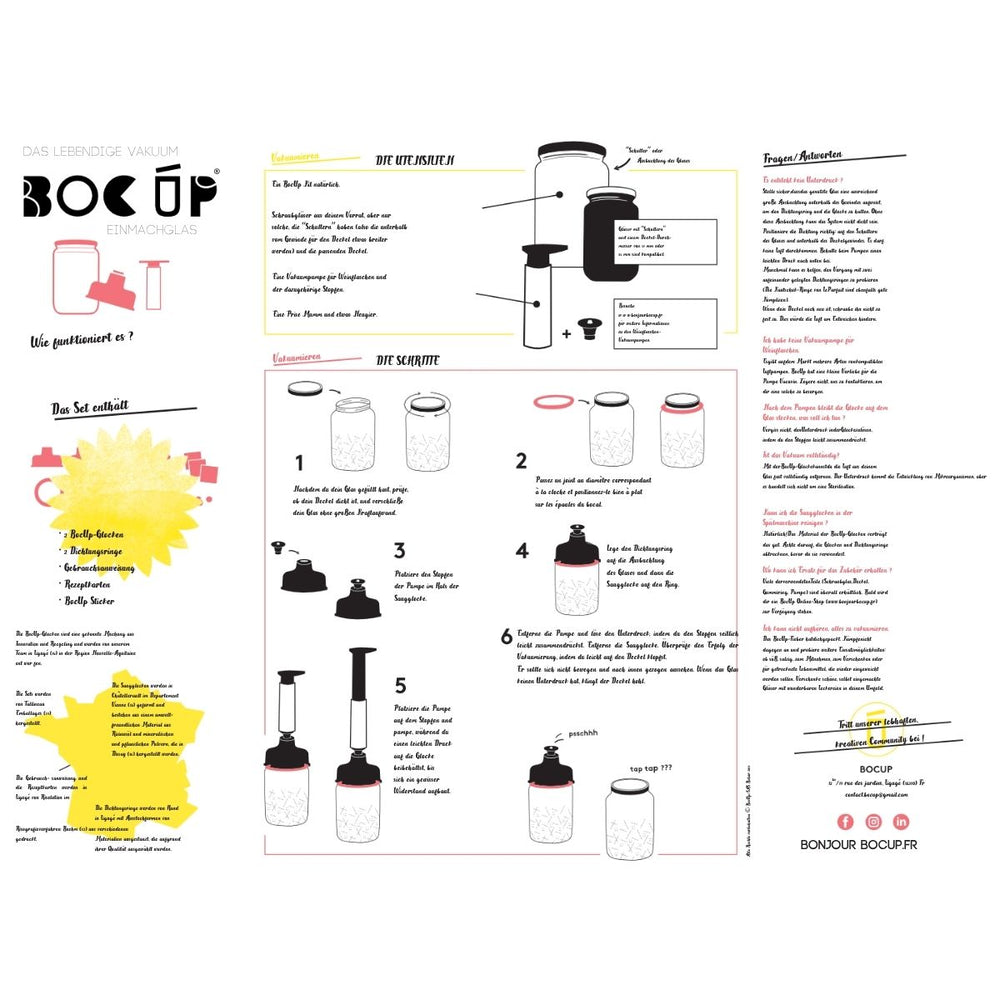 Vacuum packing Maxi Kit BocUp for glass jars + Pump