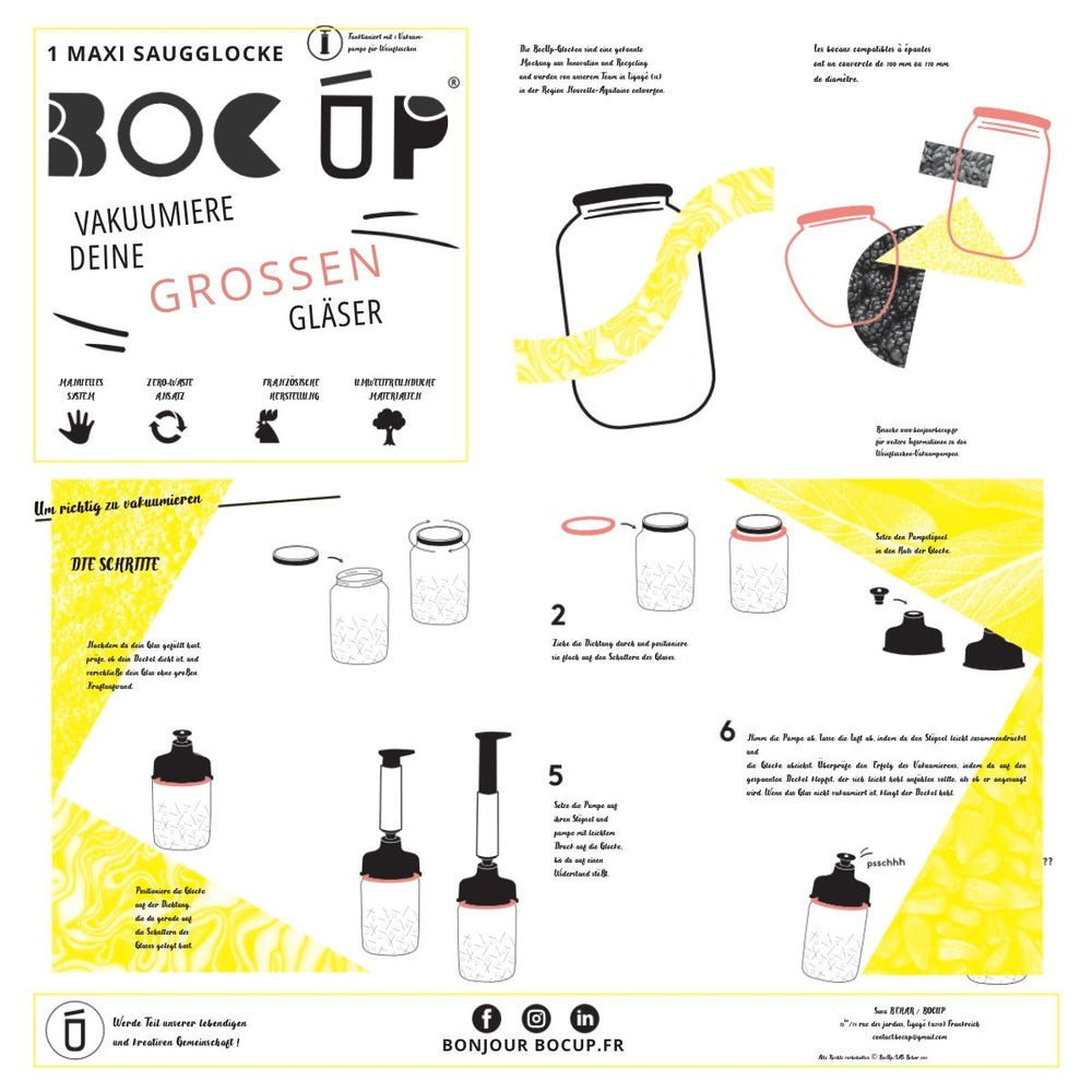 Vacuum packing Maxi Kit BocUp for glass jars + Pump